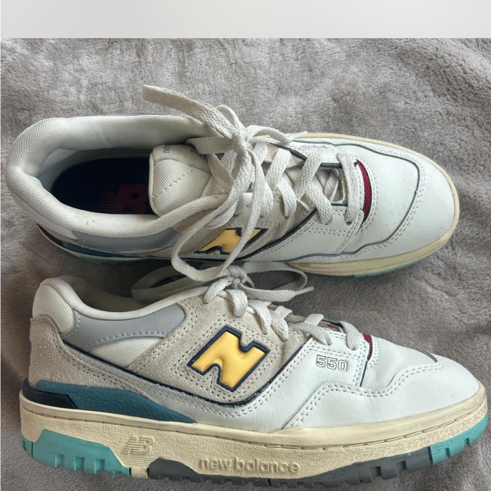 New Balance 550 White and Yellow Sneakers